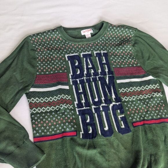 Kids Christmas Sweater Bah Hum Bug Medium 8/10 - Picture 2 of 5